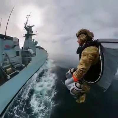 Marines perform boarding exercises with JETPACKS and landing on a high-speed ship. The future is now, old and young man