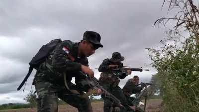 KGZ(Karenni generation Z special force)fighters assaulting the Myanmar Tatmadaw forces. Karenni State, Myanmar, 28th September.