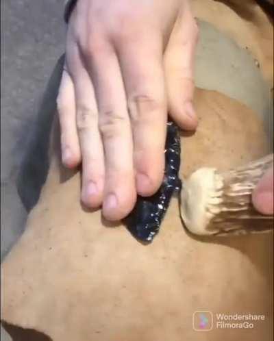 Making an obsidian spear point