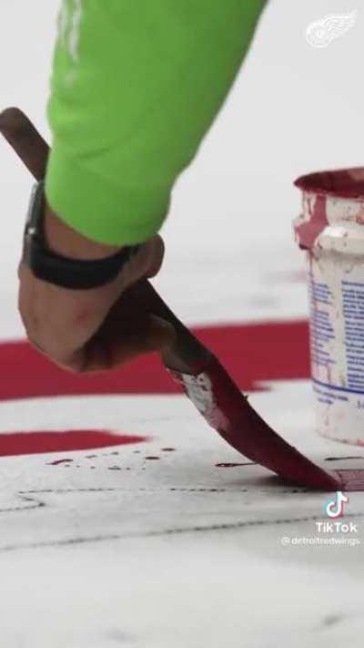 Painting a Professional Ice Hockey Rink