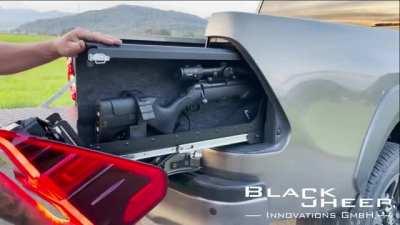 Insane gun compartment in a pickup truck