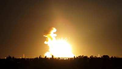 Massive explosion of an unmanned Antares rocket shortly after launch