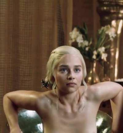 Emilia Clarke getting out of the tub in Game of Thrones (CROPPED, COLOR CORRECTED and 3 MIC)