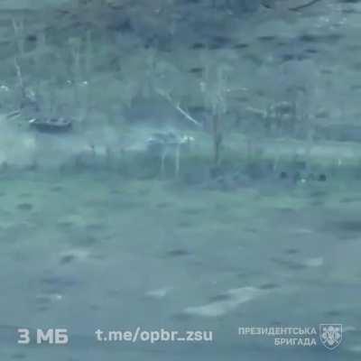 Destroyed Russian BTR-82A by Ukrainian FPV-Drone