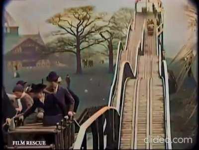 Britain 1890s, one of the first roller coasters. Time machine for your eyes.