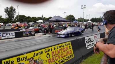 4,000 Hp Drag Car clips a wall