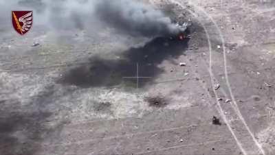 Drone footage provided by the Ukrainian 79th Air Assault Brigade shows the destruction of a Russian IFV and its crew.