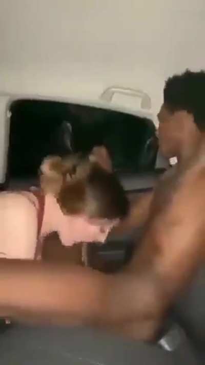 White Girl Throating BBC in the Car