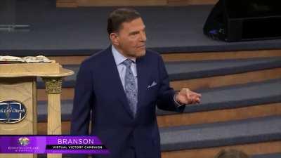 Psychopathic TV preacher Kenneth Copeland (wealth of $760 million) tries to explain his tense Inside Edition interview about his private jet to his congregation