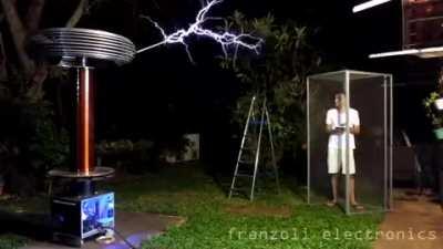 Daft Punk on large singing Tesla Coil