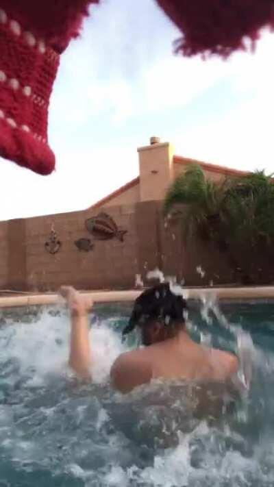 Couple dunking each other