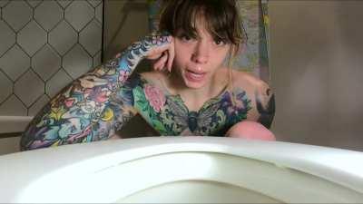 Me, a hot tatted lady ready to show you what it would be like to be my toilet [f]