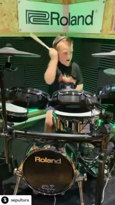 Crazy talented 8 Year old drummer Caleb completely destroying the drums covering 