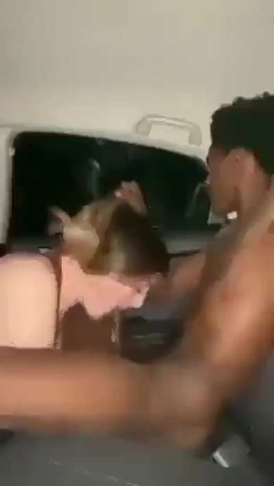 White Girl Throating BBC in the Car