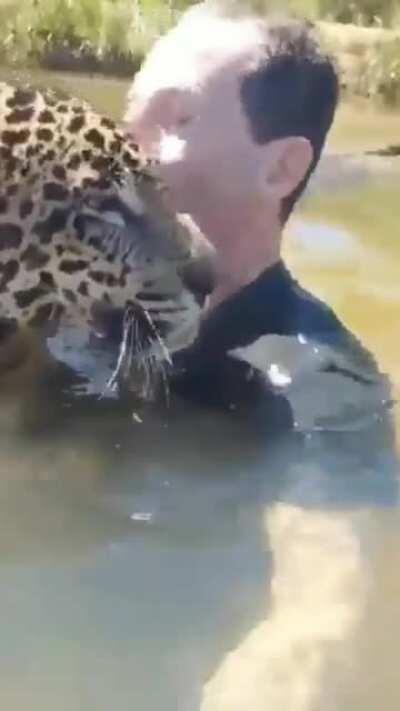 Swimming with your buddy on a hot day