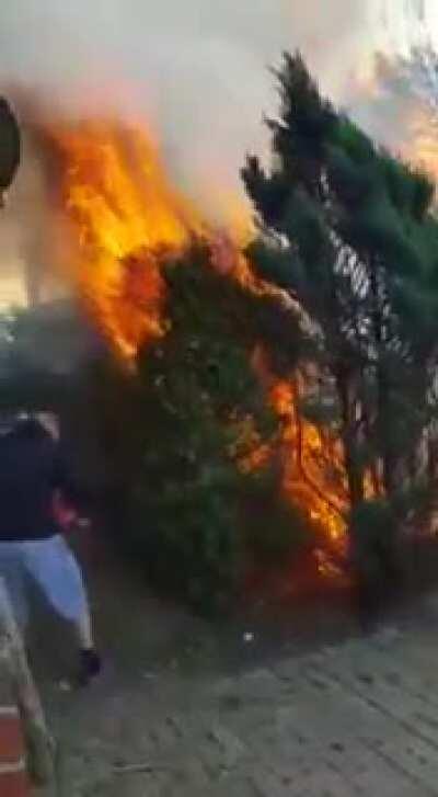 WCGW lighting a fire during heavy winds