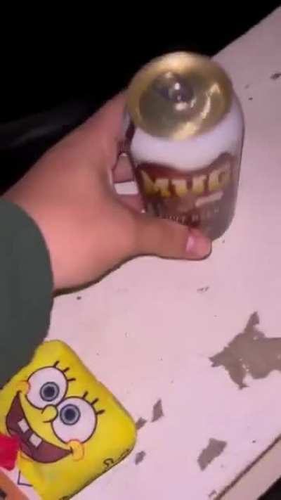 this is happening when you refuse to give spongebob to drink mug beer and throw him away 