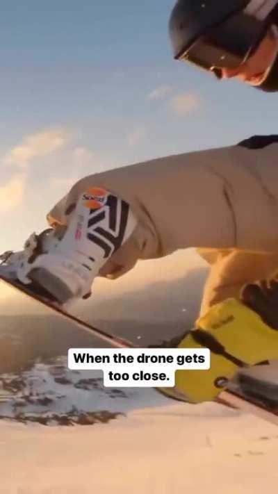 drone footage of snowboarder