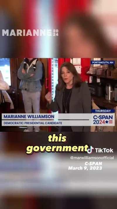 Based Marianne Williamson, The first thing I’d do as president is cancel all government contracts with union busters. Marianne Williamson is the union candidate 🔥🔥👌