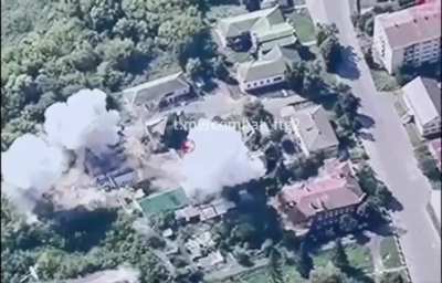 Ukrainian air strikes on Russian positions in Glushkove, Kursk. 