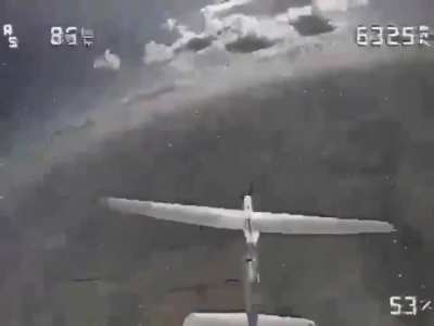 Ukrainian FPV drone signal intercepted by Russians shows the FPV drone remotely detonating itself against a Russian Orlan-10 observation drone. Near the village of Zhelanne, Donetsk Oblast, Ukraine. August 26, 2024.