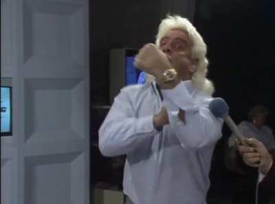 Ric Flair losing his mind cutting a promo on TBS World Championship Wrestling (1987)