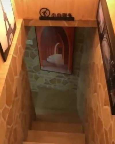 hidden staircase in this guys house...