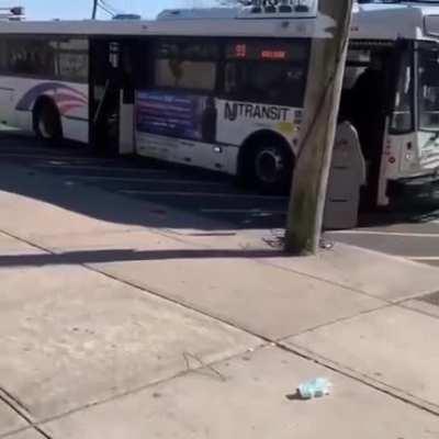 Getting on the bus with a stolen ATM machine.