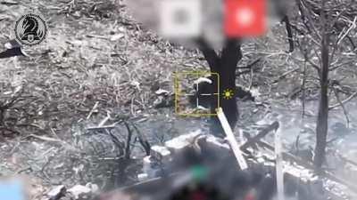 Ukrainian FPV drone lost control and Russians decided that it would be a great idea to slam fallen FPV with his assault rifle and rocket launcher.