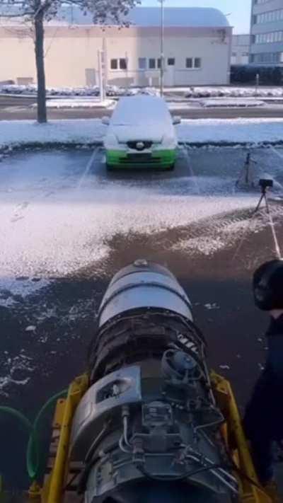 Using jet engine to defrost your car