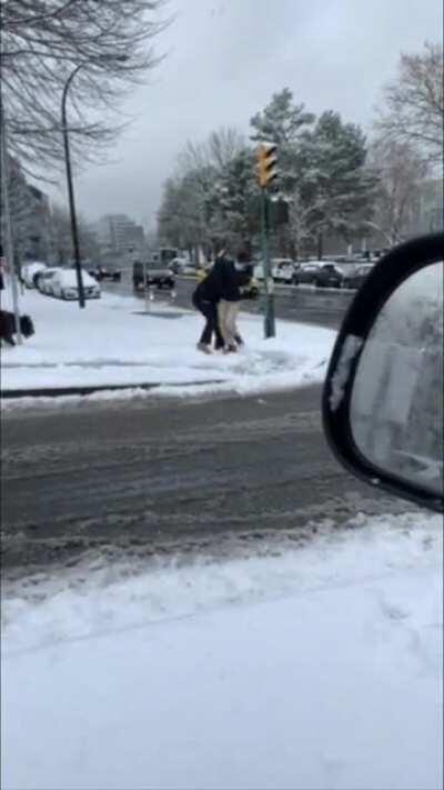 Impromptu snowball fight, painting, and a light tussel on our beautiful snowy streets!