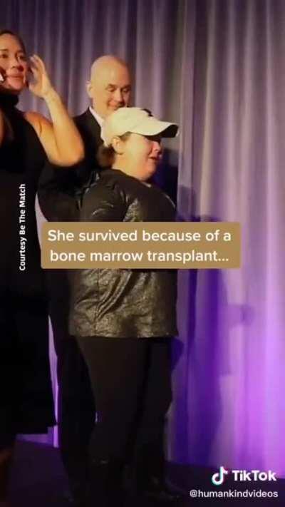 She finally gets to meet her donor after a bone marrow transplant that saved her life