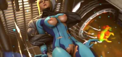 Subdued samus gets her stomach poked 