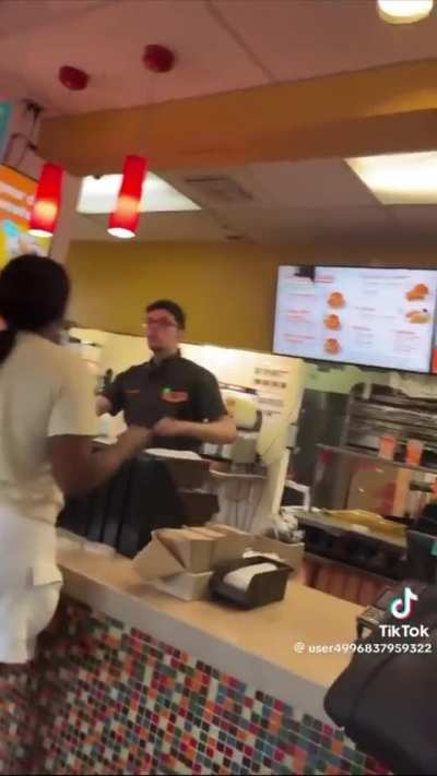 Woman has a freakout at a fast food restaurant