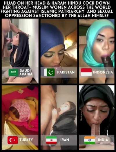 Hijab on her head and dark haram hindu cock in her mouth - Muslim women across the globe are ready to fight Islamic patriarchy and claim their sexual liberation!