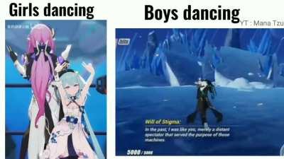 Girl dancing vs boy dancing