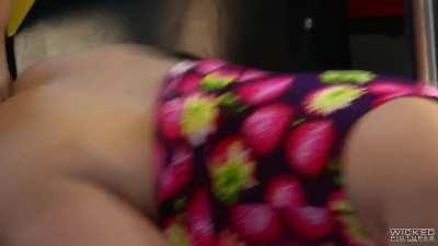 Aria Alexander strawberry dress doggystyle on the bus