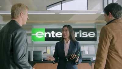 Ralph Macchio and Billy Zabka in this Enterprise commercial