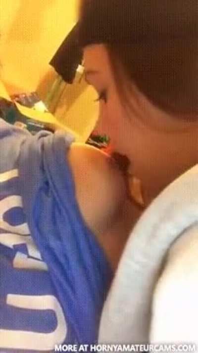 Sucking Her Tit