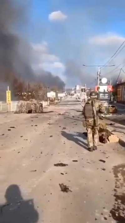 Alleged Ukrainian troops after skirmish on the outskirts of Kyiv