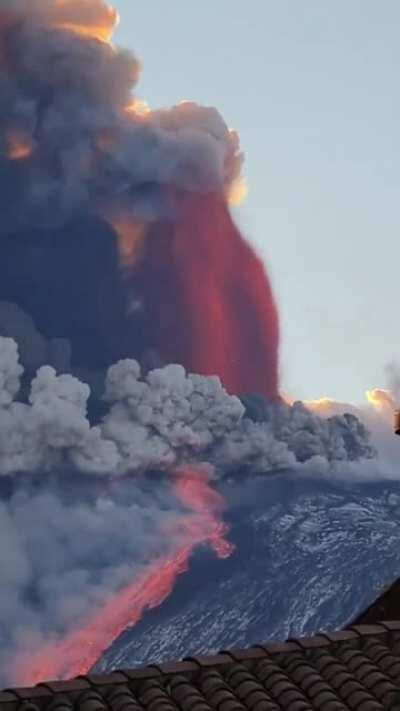 Chatting together as birds chirp away while Mt. Etna erupts -- video by Massimiliano Salfi