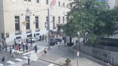 Riot police and Swat team in Downtown Pittsburgh