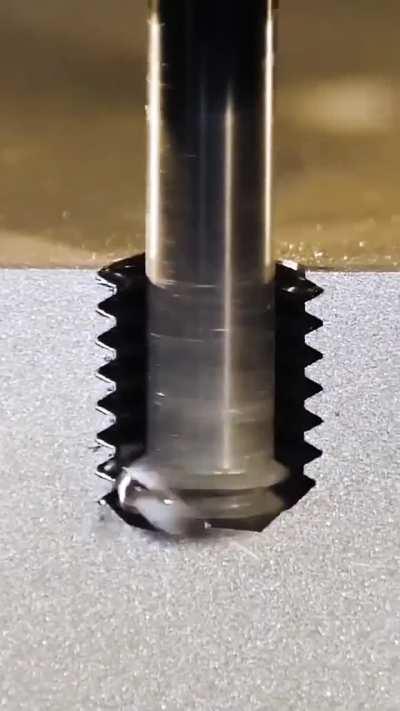 Single tool to drill, thread, and chamfer.