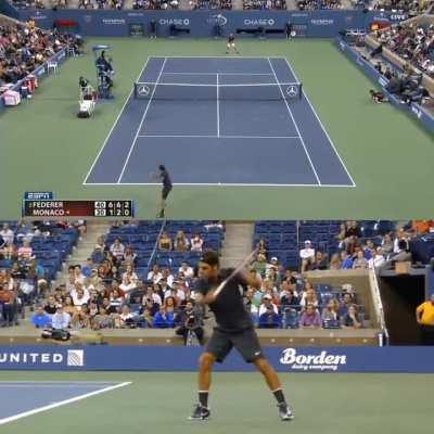 Federer's point play. TV angle vs Court view.