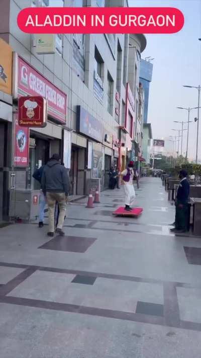 Aladdin on a flying(?) carpet