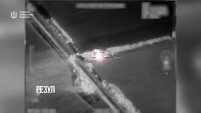 Drone footage of an M142 HIMARS strike hitting a concentration of armored vehicles and personnel of Russian paratroopers in the Zaporizhzhia direction