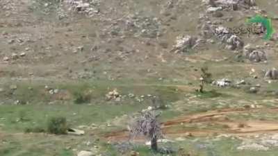Opposition IED attack on a Syrian Army armored personell carrier - al-Zabadani - 4/2/2013