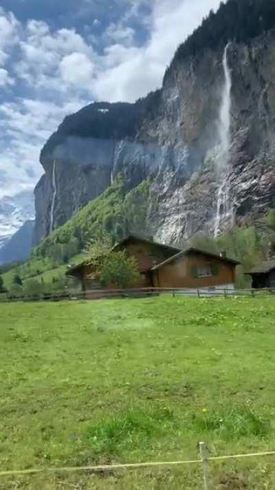 This is the Lauterbrunnen Valley. I took this on the train back in May and think about this place often. It really is this magical.