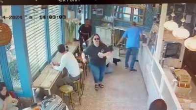 Palestinian man stab a soldier and then get shot, 14.03.2024 at a coffee shop in 