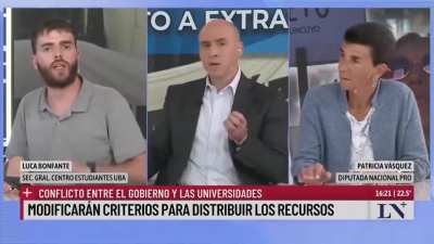 Luca Bonfante, Secretario General del Centro de Estudiantes de la Facultad de Filosofía y Letras de la UBA &quot;hay que ver como hacen para dar clases despues de acompañar el veto&quot;